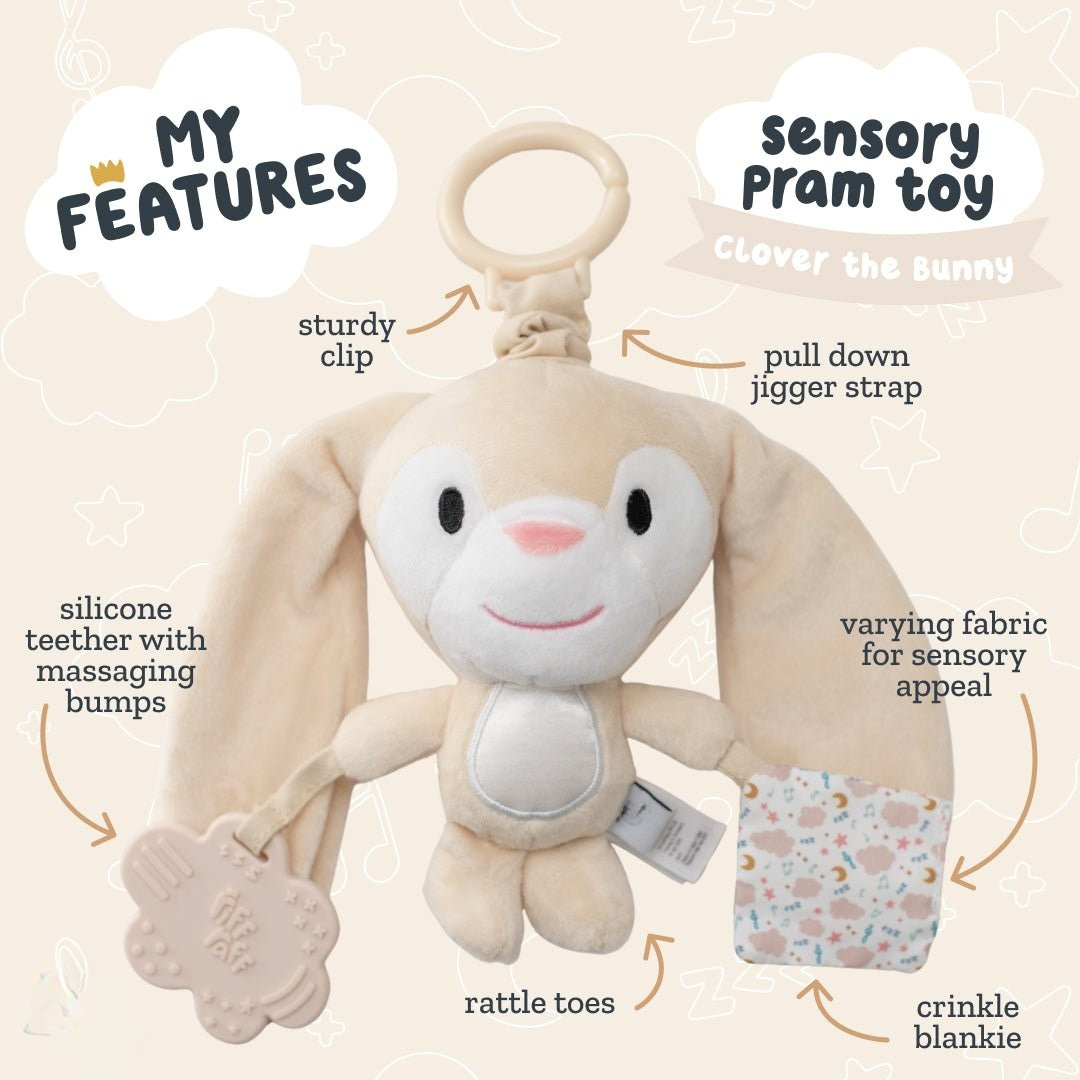 Sensory Pram Toy - Clover The Bunny